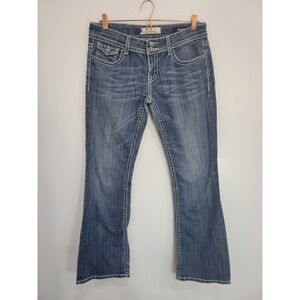 Vigoss Collection Womens Jeans‎ Size 9 Bootcut Med Wash Embellished Flap Pockets